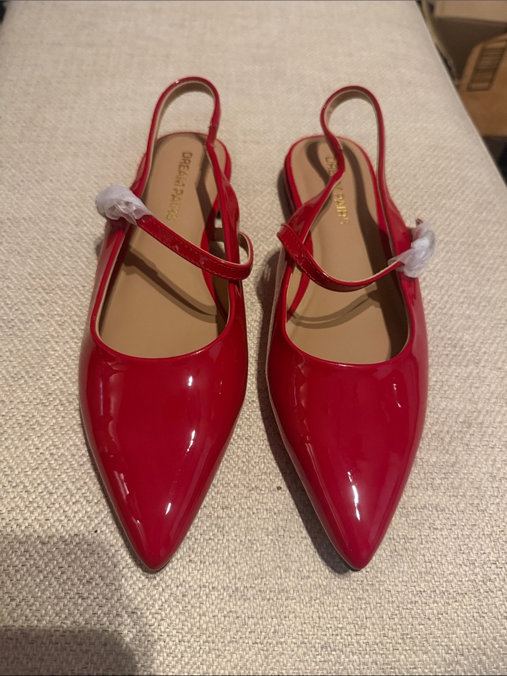 Red Pointed Toe Slingback Flats